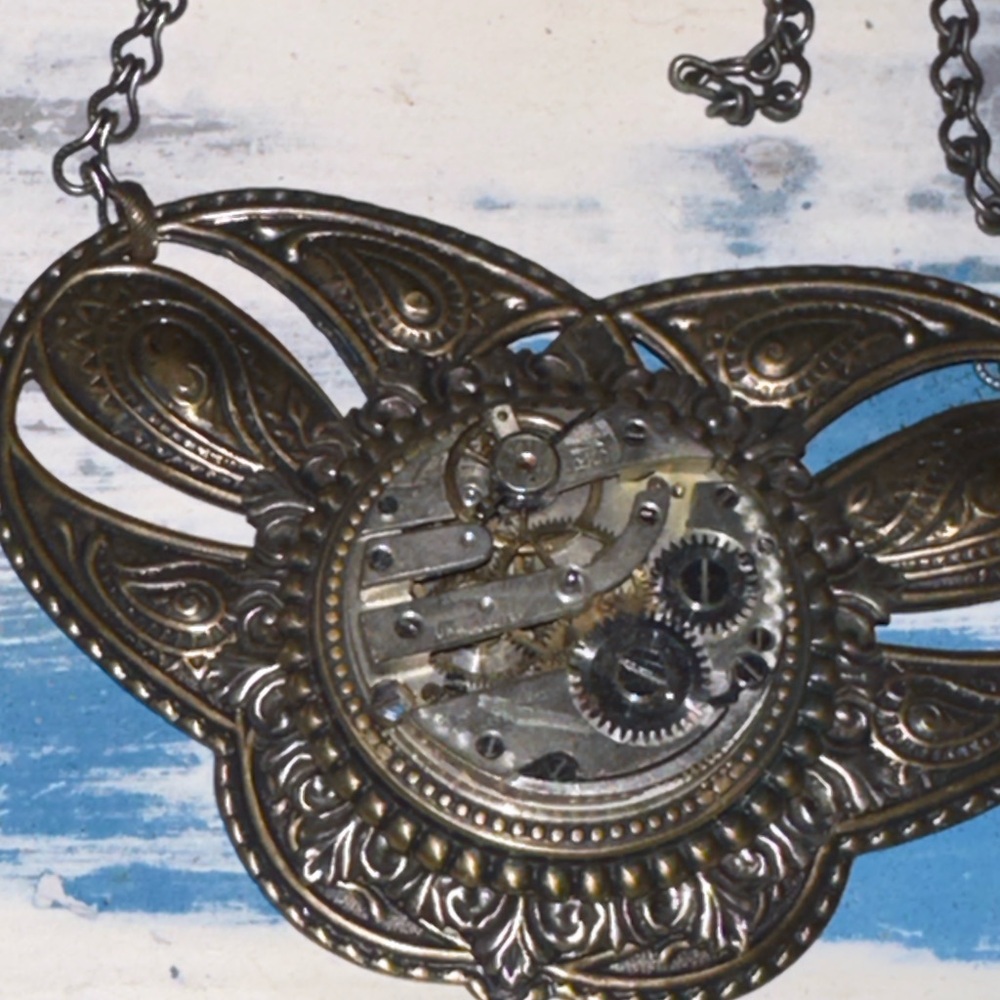 New Handmade From Original Vintage Watch movement Steampunk Gold Silver Necklace